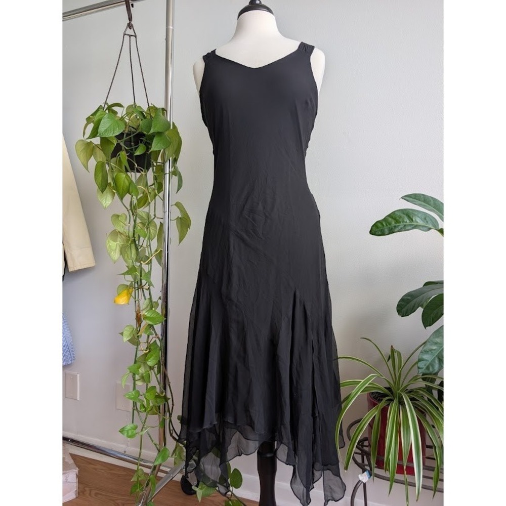 Vintage y2k fairy dress 100% silk chiffon 12 asymmetrical goth grunge wedding 90